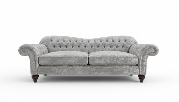XXL Sofa 3 Sitzer Couch Chesterfield Polster Sitz Garnitur Leder Textil Silber