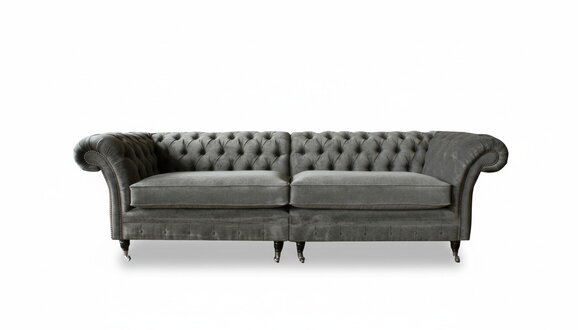XXL Chesterfield Sofa 4 Sitzer Couch Polster Sitz Garnitur Textil Leder