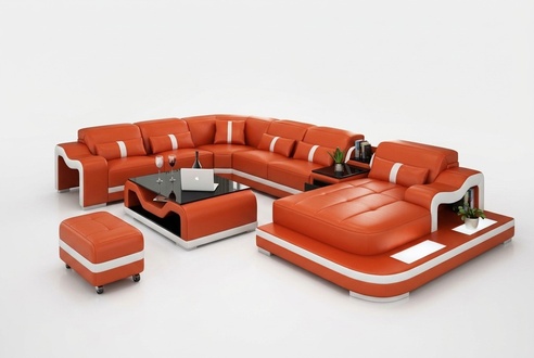 XXL Wohnlandschaft Ecksofa Polster Eckgarnitur Eckcouch Sofa Polster Sitz Ecke