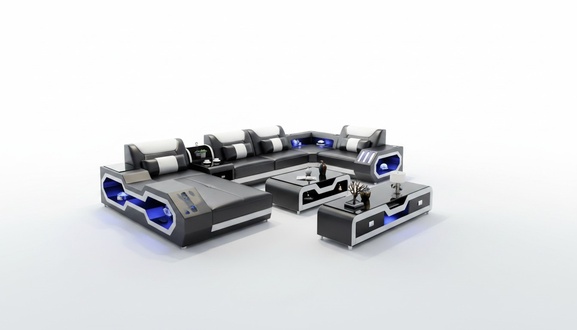 XXL Wohnlandschaft Sofa Couch Polster Eckgarnitur Couchen Sofas + USB + Licht !!
