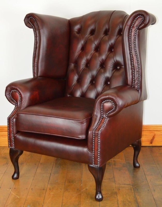Chesterfield Ohrensessel Sessel Sofa Leder 1 Sitz Fernseh Antik Neu