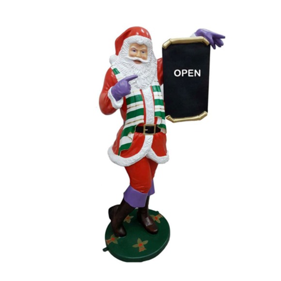 Weihnachtsmann Figur mit Schild Open Statue Figuren Statuen Nikolaus