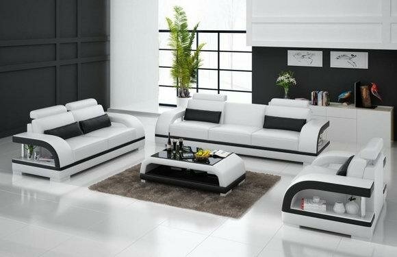 Ledersofa 3+2+1 Sitzer Couch Garnitur Designersofa Polstergarnitur Sofa