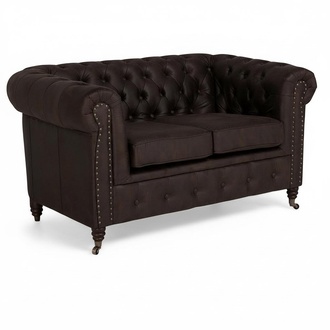 Zweisitzer Chesterfield Textil Couch Polster 2Sitzer Sofas Couchen schwarze Neu