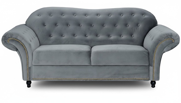 Zweisitzer Graue Chesterfield Couch Polster Möbel Stoff Couchen Sofas Textil