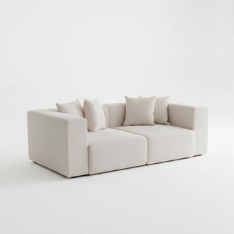Zweisitzer Sofa 2 Sitzer Couch Polstersofa Beige Stoffsofa Moderne
