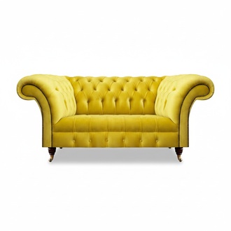 Zweisitzer Sofa Couch Gelb Modern Einrichtung Design Möbel Chesterfield