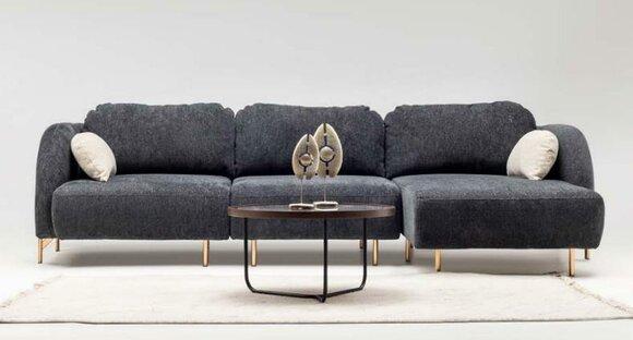 Ecksofa L form Polstersofa Stoffsofa Couch Grau Sofa Liege Stoff