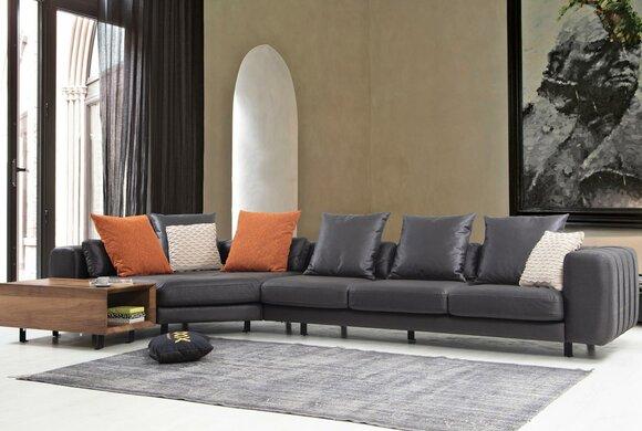 Ecksofa Eckgarnitur L form Polstersofa Stoffsofa Grau Sofa Tisch Couch