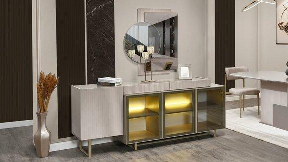 Sideboard Anrichte Holzschrank Schrank Kommode Beige Holz Esszimmer
