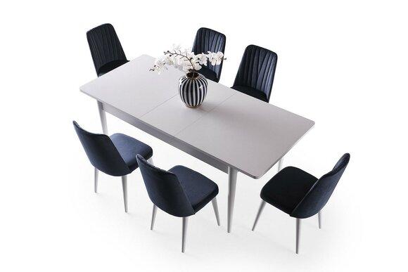 Essecke Garnitur Esszimmer Esstisch Stühle Holz 5tlg Weiß Essgruppe