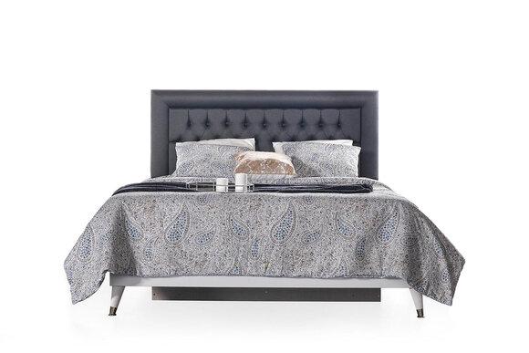 Chesterfield Doppelbett Bett mit Bettkasten Bettrahmen Grau Polster
