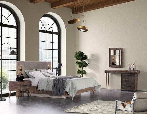 Garnitur Doppelbett Bett Nachttische Braun Schlafzimmer 5tlg Konsole