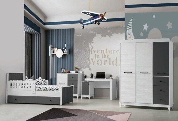 Modern Kinderzimmer Set Besteht aus Bett Schrank Kommode Tisch 4tlg.
