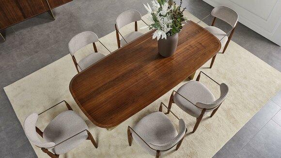 Modern Esszimmer Set Besteht aus Esstisch und 6x Stühle Braun 7tlg.