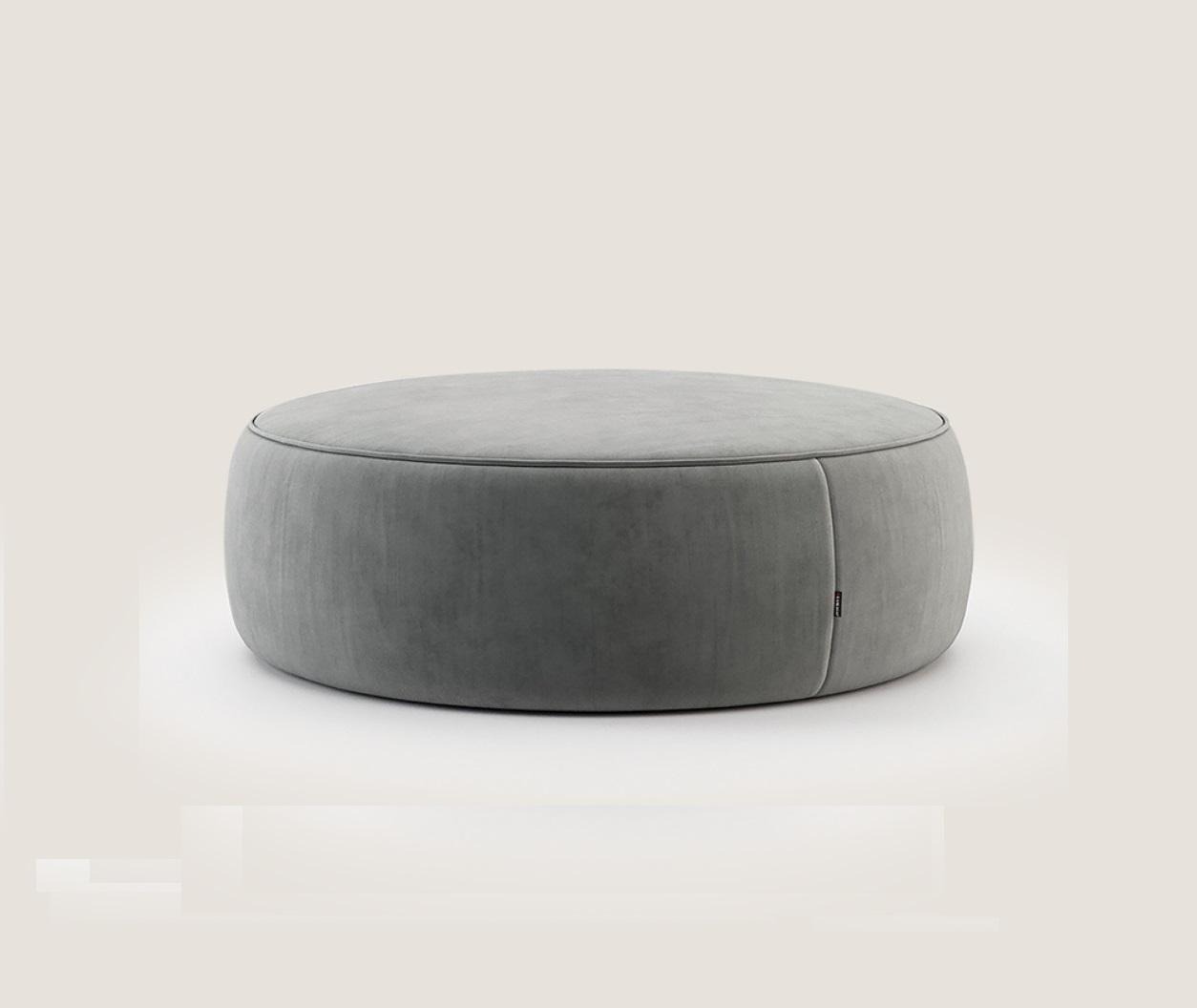 Runder Grauer Sitzhocker Luxus Pouf Schlafzimmer Möbel Beistellhocker
