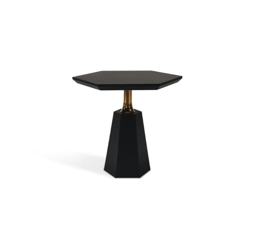 Schicker Schwarzer Sechseckiger Beistelltisch Wohnzimmer Couchtisch Tisch