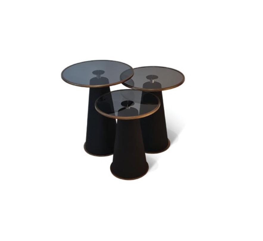 Modernes Schwarzes Beistelltisch Set 3x Luxus Wohnzimmer Couchtische1