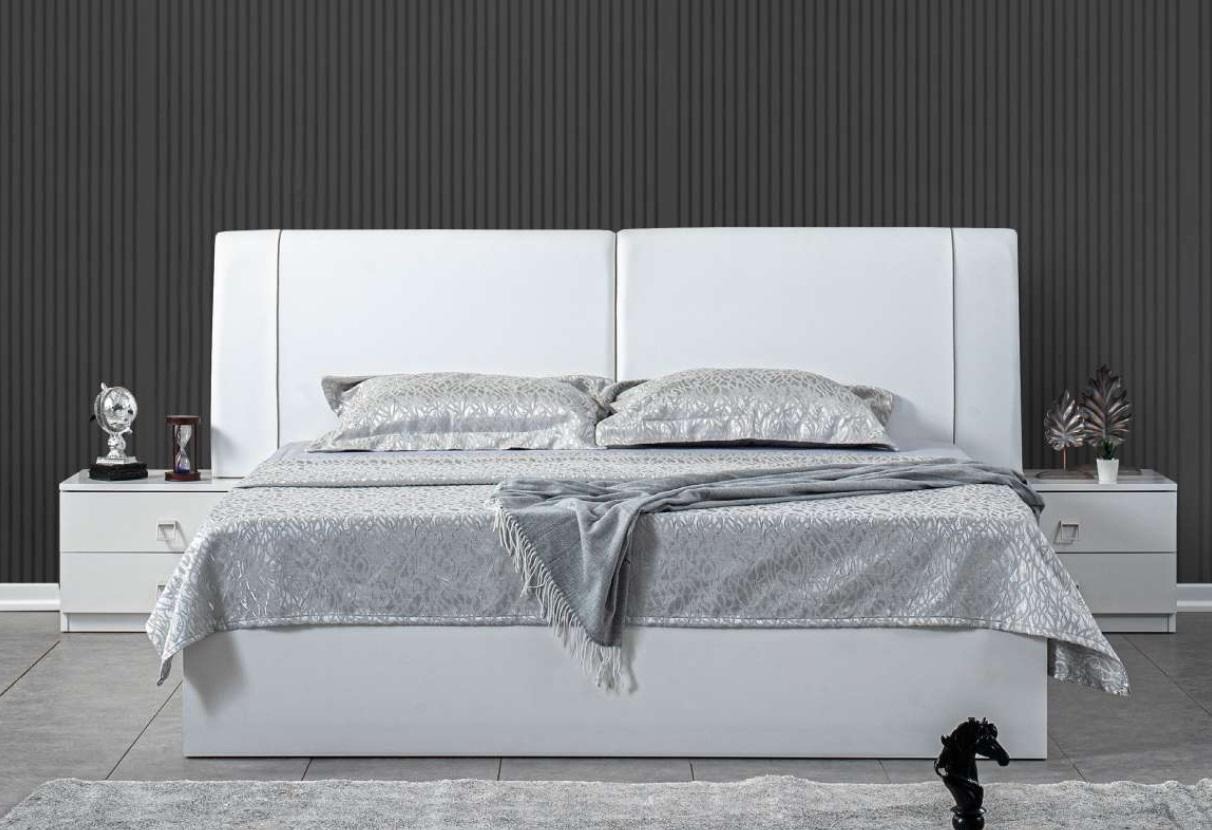 Bett 2x Nachttische 3 tlg. Schlafzimmer Set Design Luxus Garnitur Möbel