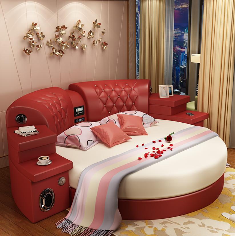 Rundes Bett Rund Betten Multifunktion Hotel Polster Led Regal Neu