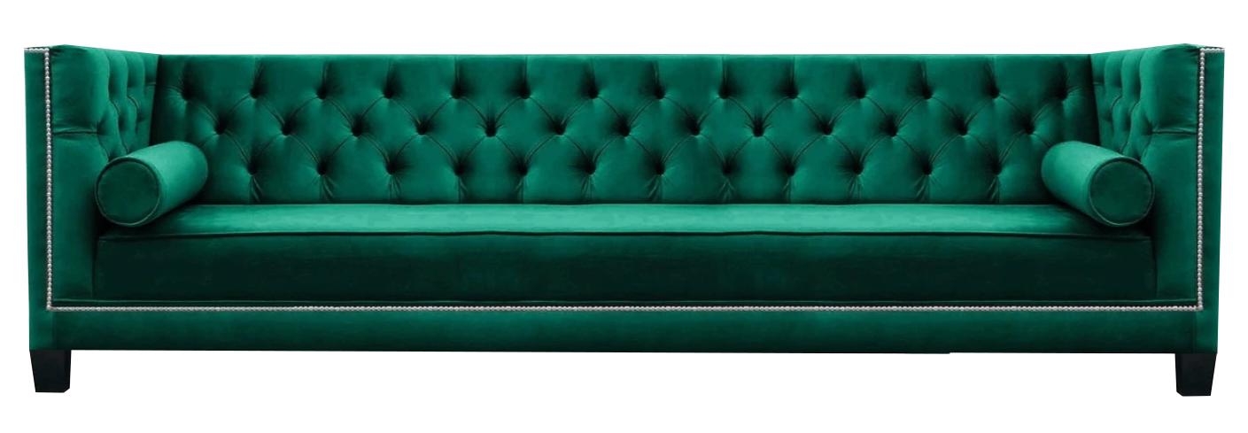 Wohnzimmer Luxus Viersitzer Sofa Couch Modern Grün Chesterfield Polstermöbel