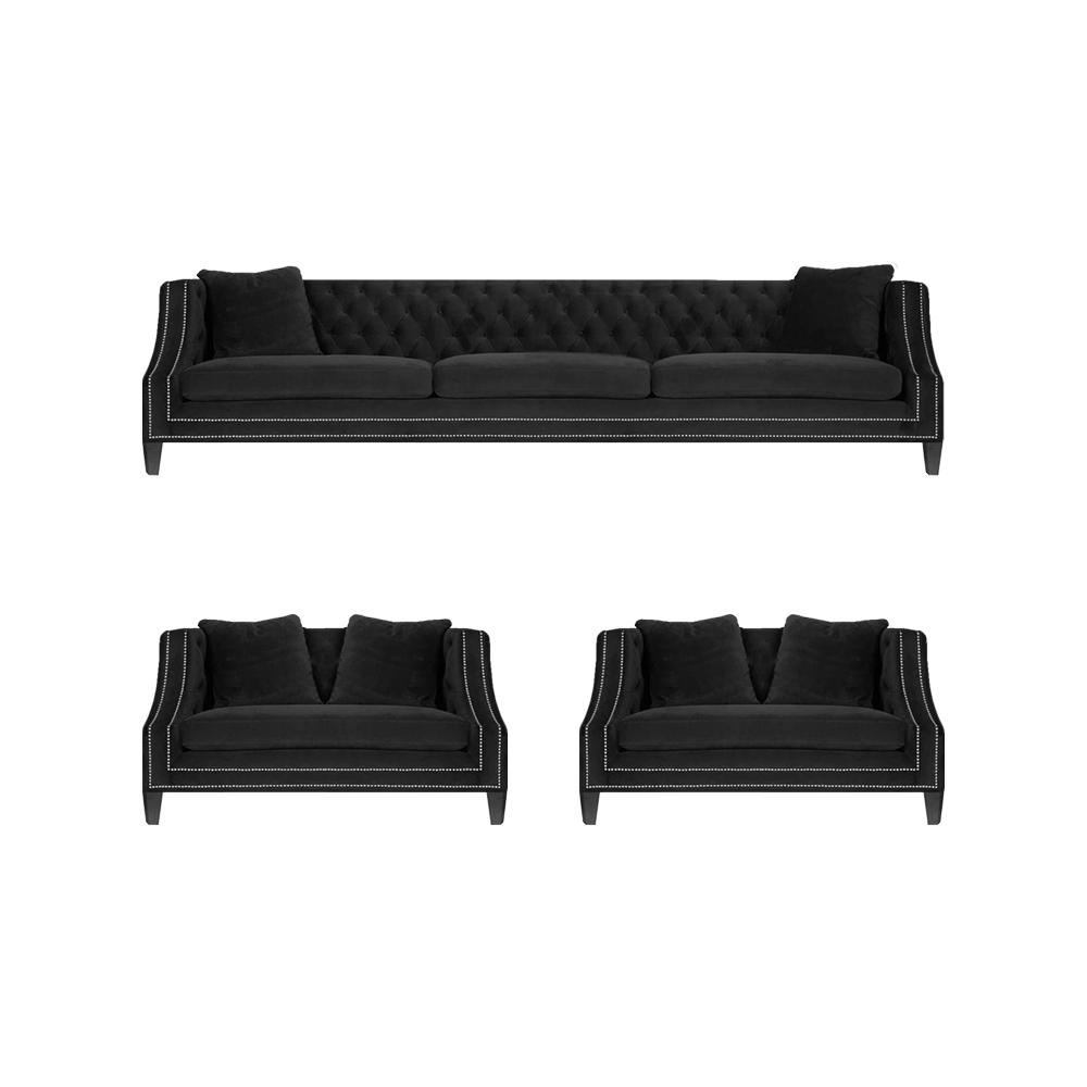 Sofagarnitur Chesterfield Textil Sofa Couch Sitz Polster Sessel Garnitur 3+1+1