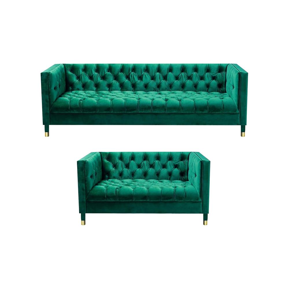 Luxus Garnitur Polster Stoff 2x Sofas Chesterfield Polstermöbel Einrichtung