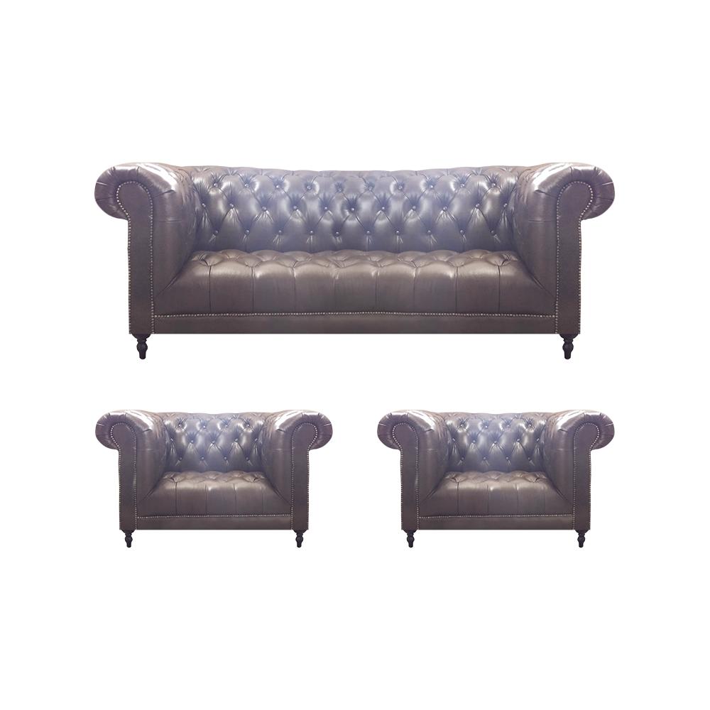 Chesterfield Braun Polstermöbel Wohnzimmer Sessel 3+1+1 Sofa Dreisitze