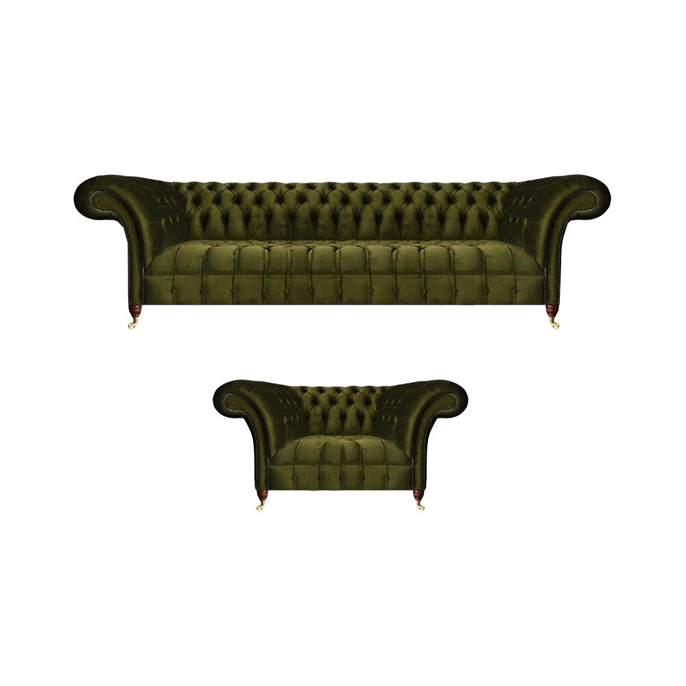 Modern Sofagarnitur Grün Komplett Sofa Dreisitze Couch Neu Sessel Wohnzimmer