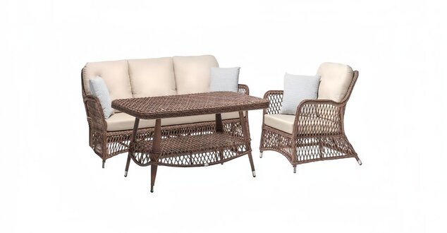 Sofagarnitur Rattanmöbel Garten Terrasse Set Outdoor Lounge Möbel Balkon 3tlg.