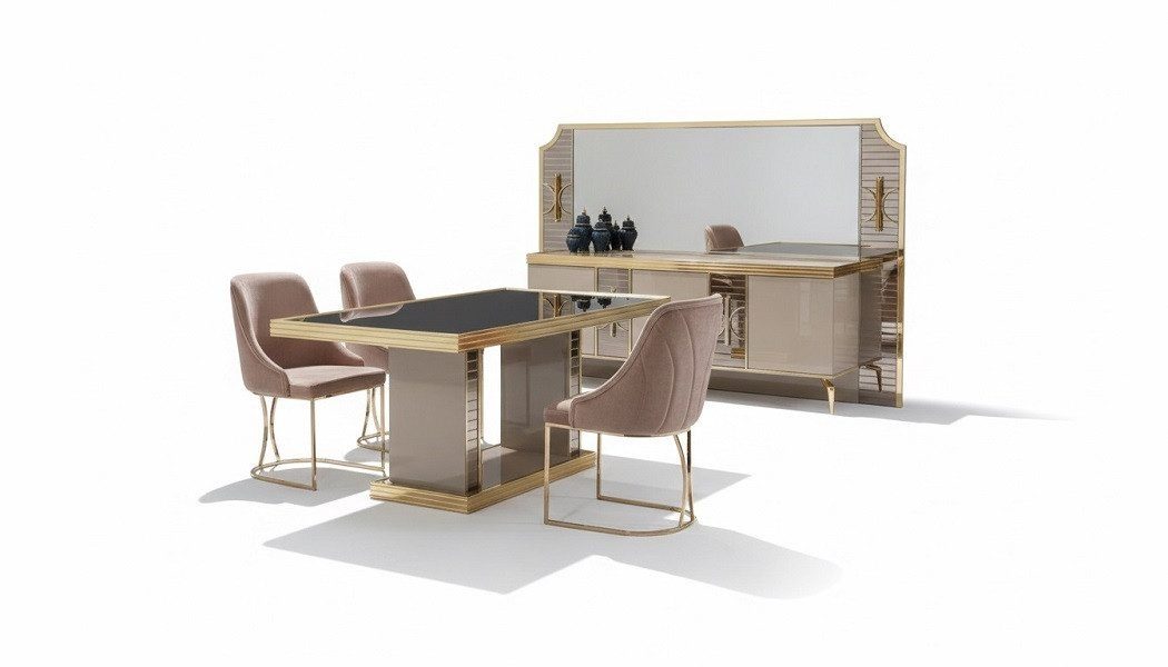 Esszimmer-Set Modern Esszimmer Set Tisch 6x Stühle Anrichte mit Spiegel SOFORT