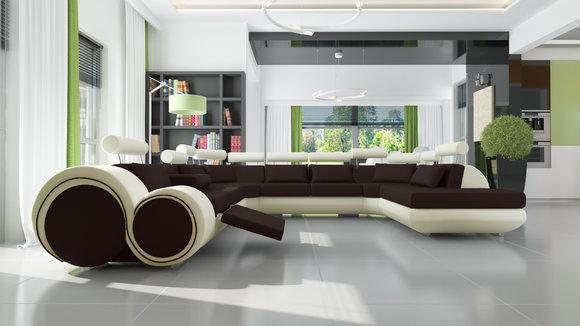 XXL Big Designer Sofa Couch Polster Eck Garnitur Wohnlandschaft Ledersofa