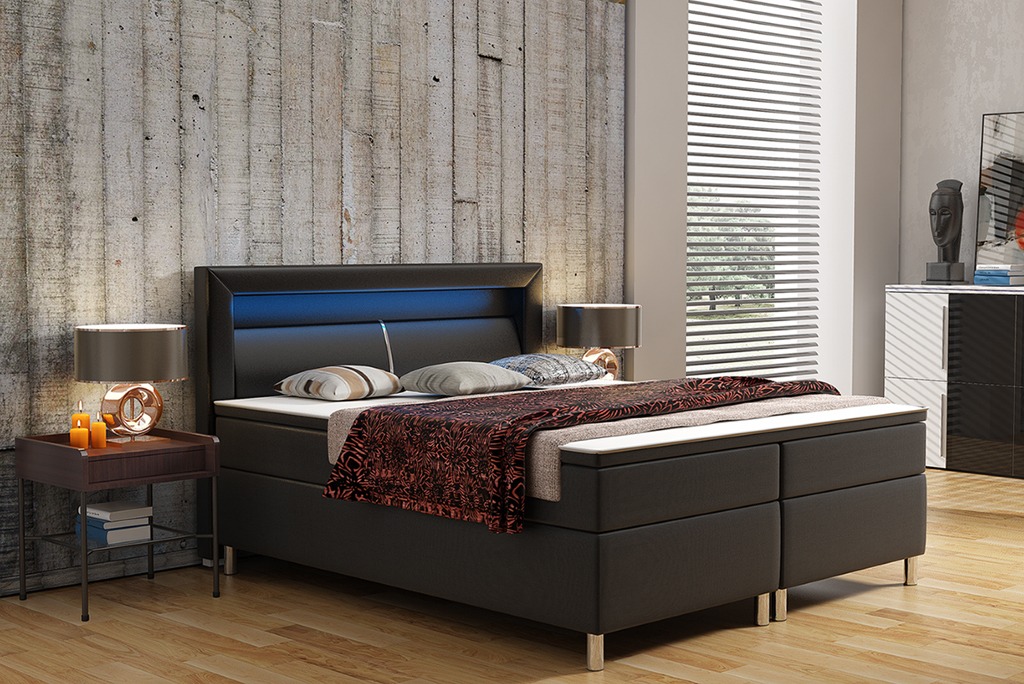 Boxspringbett Box Bett Spring Bett Polsterbett Lederbett Betten Beleuchtung