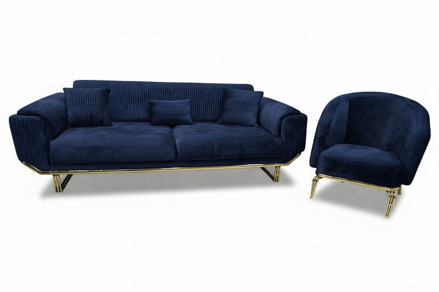 Luxuriöse Sofagarnitur 3+1-Sitzer-Sofa mit weicher Polsterung Set, Stoff Sofort