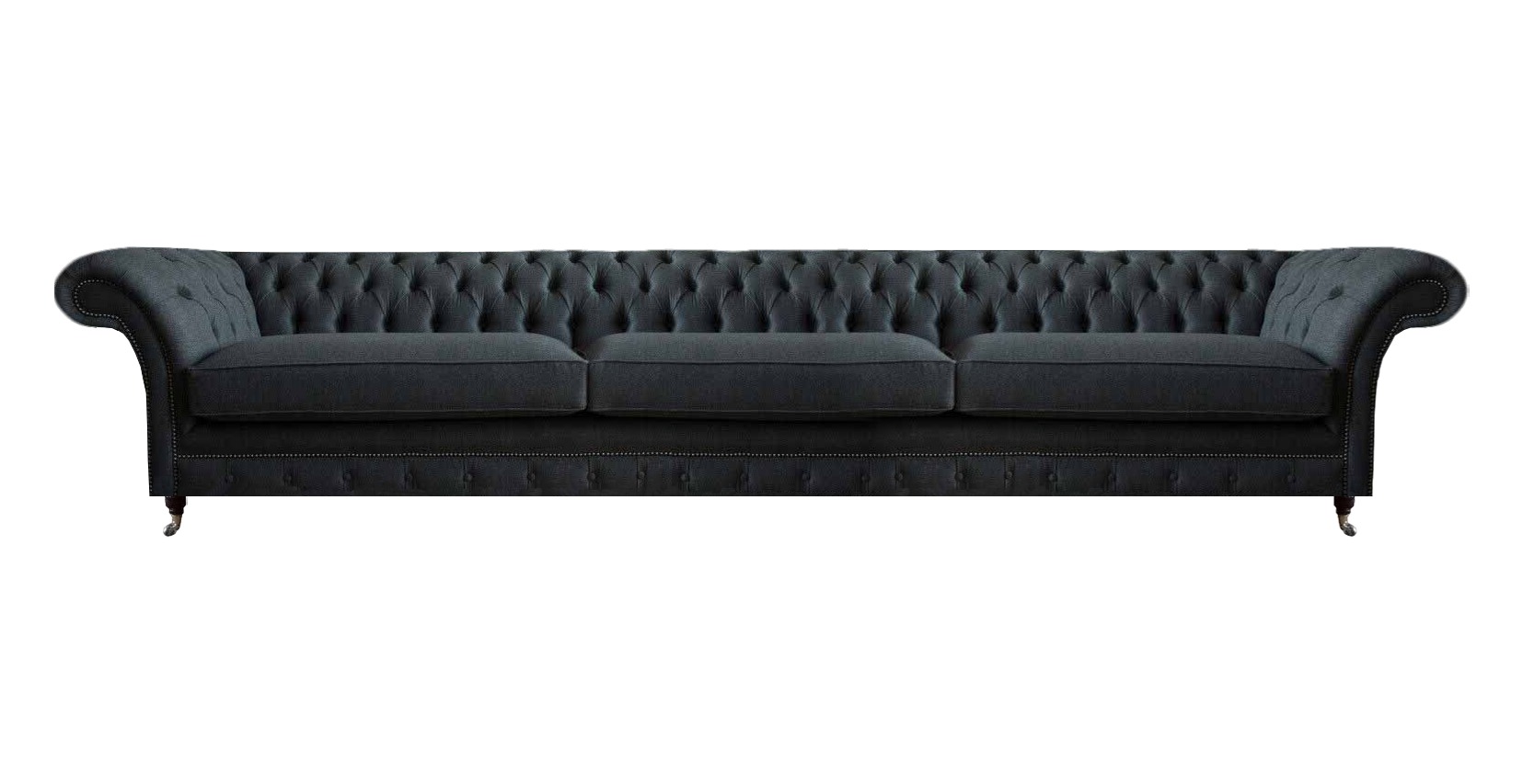 Luxuriöse Schwarze Chesterfield Textilcouch Wohnzimmer Edle Stoffsofas