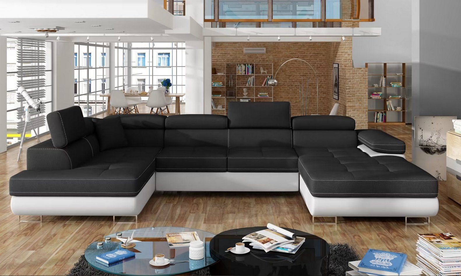 Sofa U-Form Textilsofa Couch Wohnlandschaft Garnitur Design Modern Sofa Ecksofa Sofort