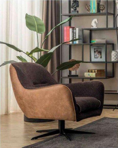 Sessel Ohrensessel Cocktailsessel Kunstleder Stoff Wohnzimmer Braun