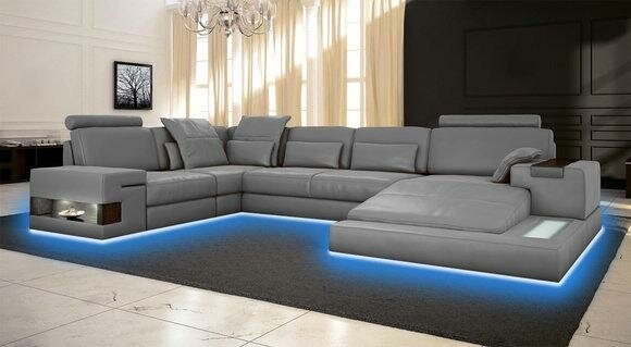Ecksofa Couch Ecke Polster Wohnlandschaft Eck Garnitur Leder Textil Sofa