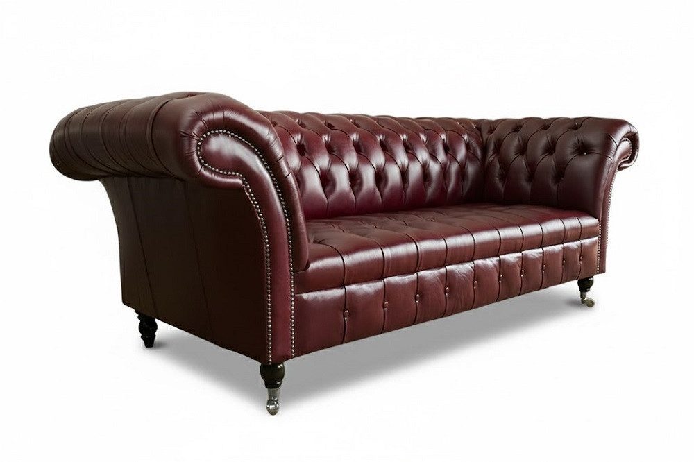 Bordeaux Big Chesterfield Sofa aus 100% Leder in stilvollem Sofort
