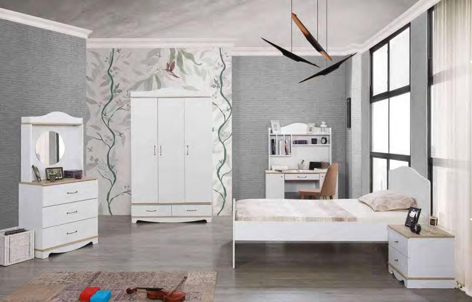 Komplett Jugendzimmer Kinderzimmer Set Bett Kleiderschrank Kommode 5tlg Möbel