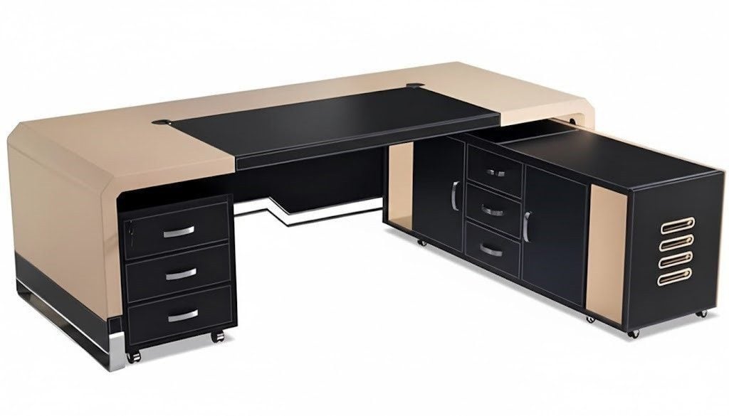 Eckschreibtisch in Grau Modernes Design aus MDF und Edelstahl SOFORT