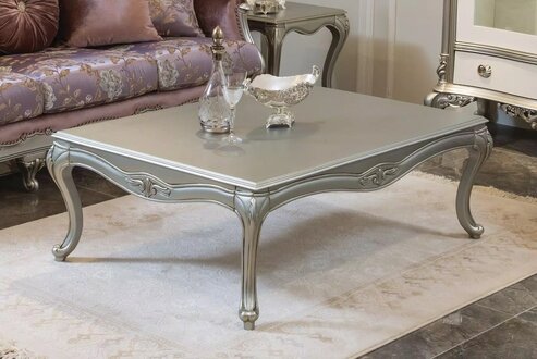 Luxus Couchtisch Klassische Couchtische Silberner Tisch Holz Neu