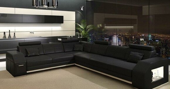 Wohnlandschaft Designer Sofa Couch Big Polster Modern Leder Sofas Eck Ecke