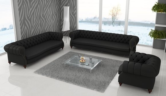 Chesterfield Design Sessel Polster Couch Luxus Textil Couchen 1 Sitzer Sofort