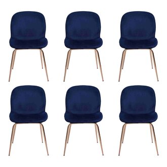 EsszimmerGruppe Garnitur Blau Stühle 6x Stühle Set Textil Polster Sitz