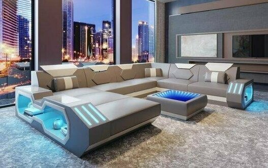 Design Sofa Couch Sitz Leder Polster Garnitur Wohnlandschaft Modern Ecksofa