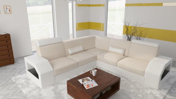 Designer Sofa Couch Textil Polster Garnitur Ecksofa Leder Wohnlandschaft
