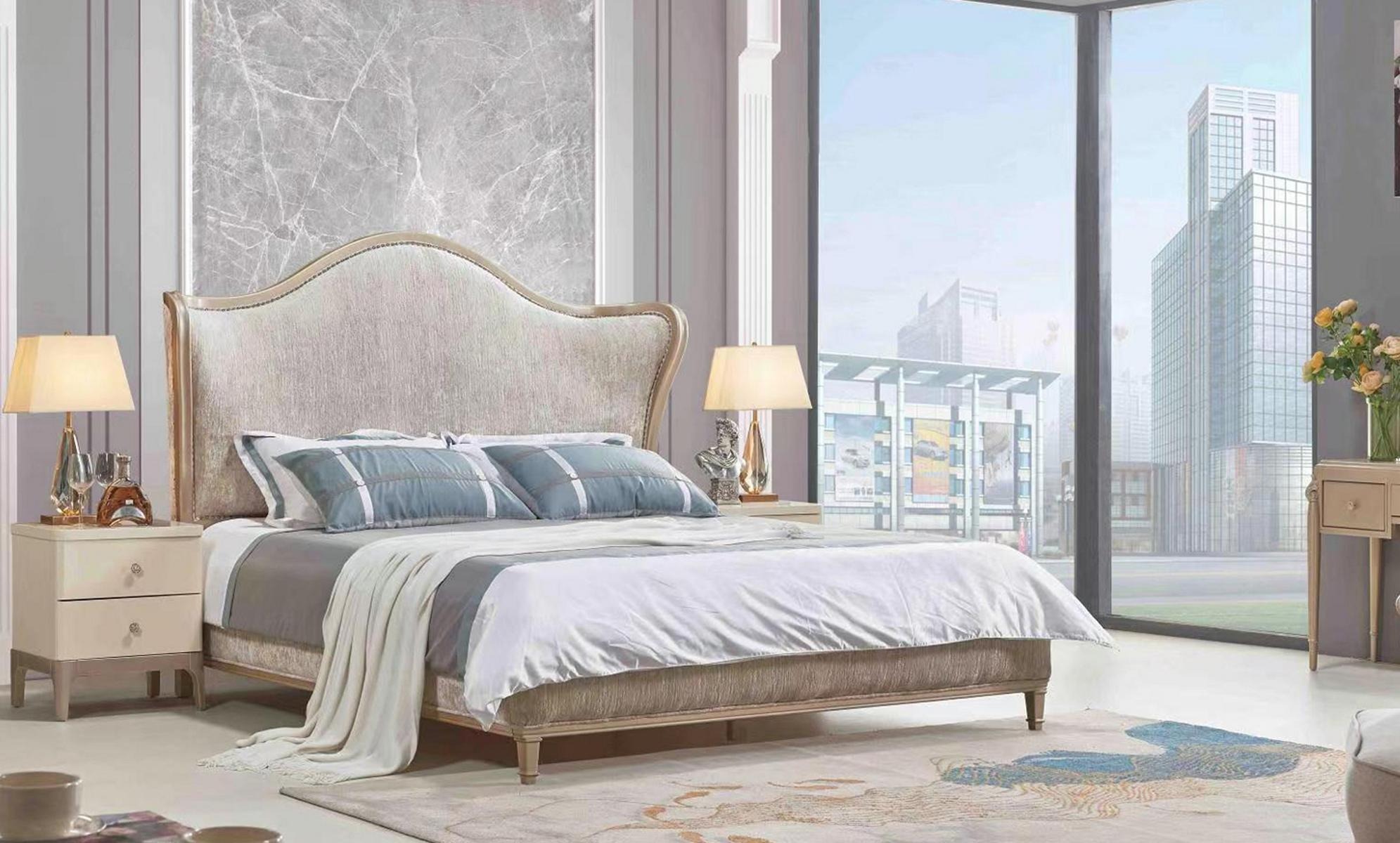 Design Luxus Doppel Silber Betten Möbel Schlafzimmer Bett Polster