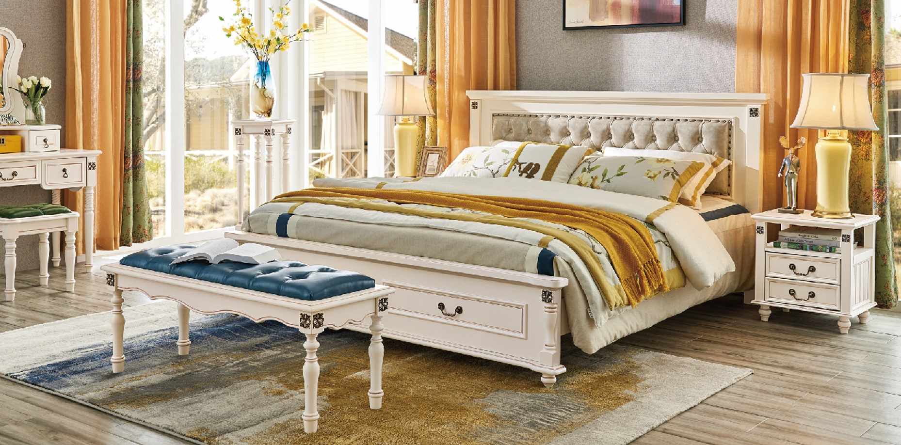 Holzbett Bett Design Luxus Doppel Betten Hotel Schlafzimmer 180x200 cm