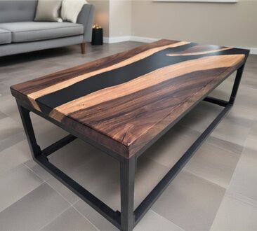 Luxus Exklusive Couchtisch Epoxid Harz Tisch Matt Schwarz Tische Holz Sofort